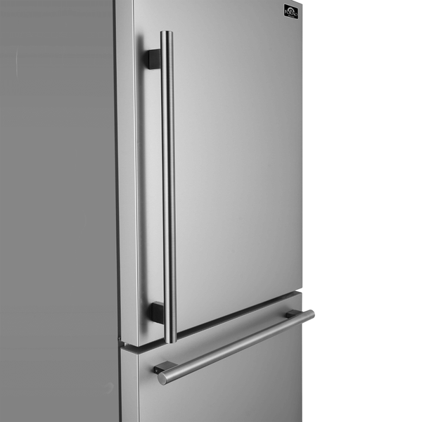 FORNO 31″ Milano Espresso Bottom Freezer Right Swing Door Refrigerator in White, 17.2 cu. ft. Additionnal Antique Brass Handles Included