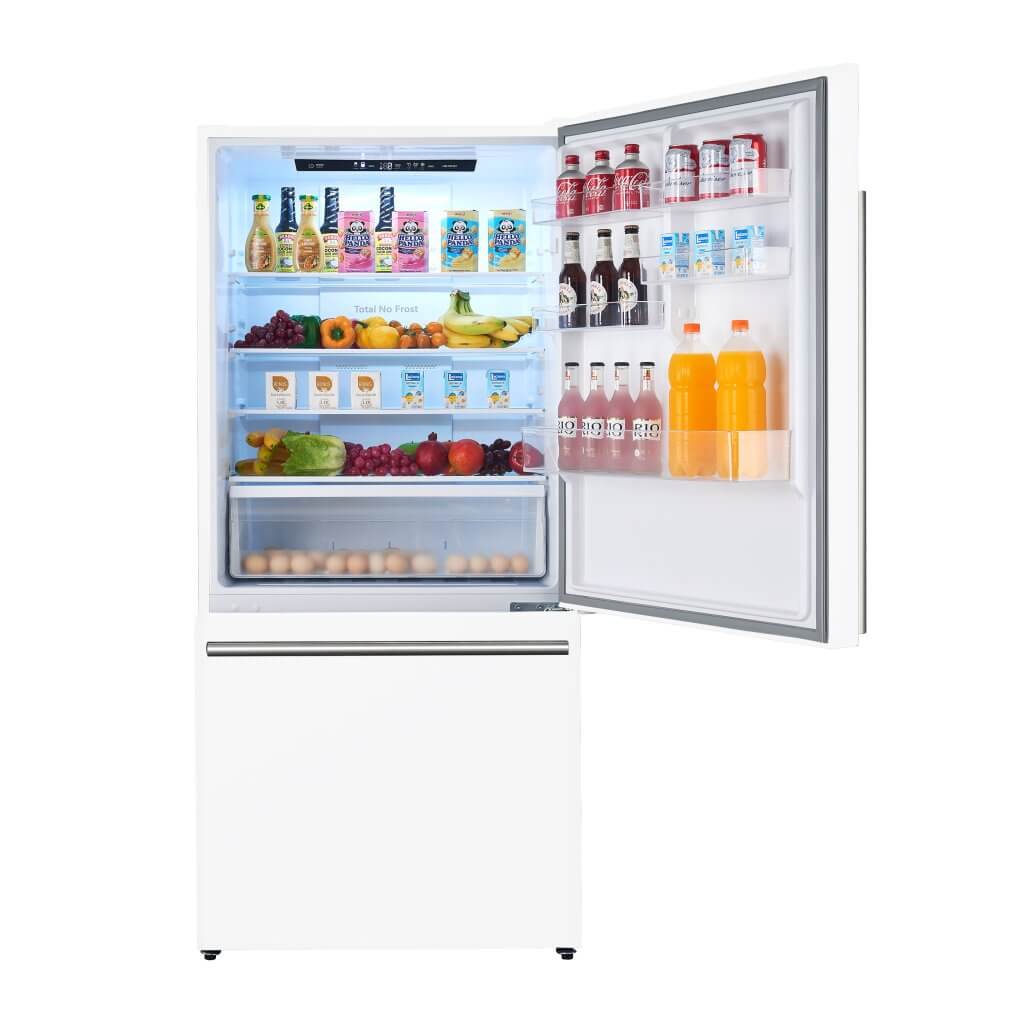FORNO 31″ Milano Espresso Bottom Freezer Right Swing Door Refrigerator in White, 17.2 cu. ft. Additionnal Antique Brass Handles Included