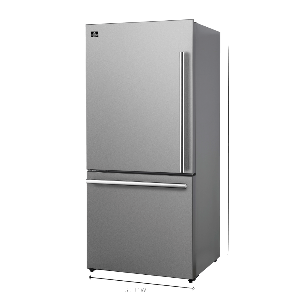 FORNO 31″ Milano Espresso Bottom Freezer Stainless Steel, 17.2 cu.ft. Ice Maker