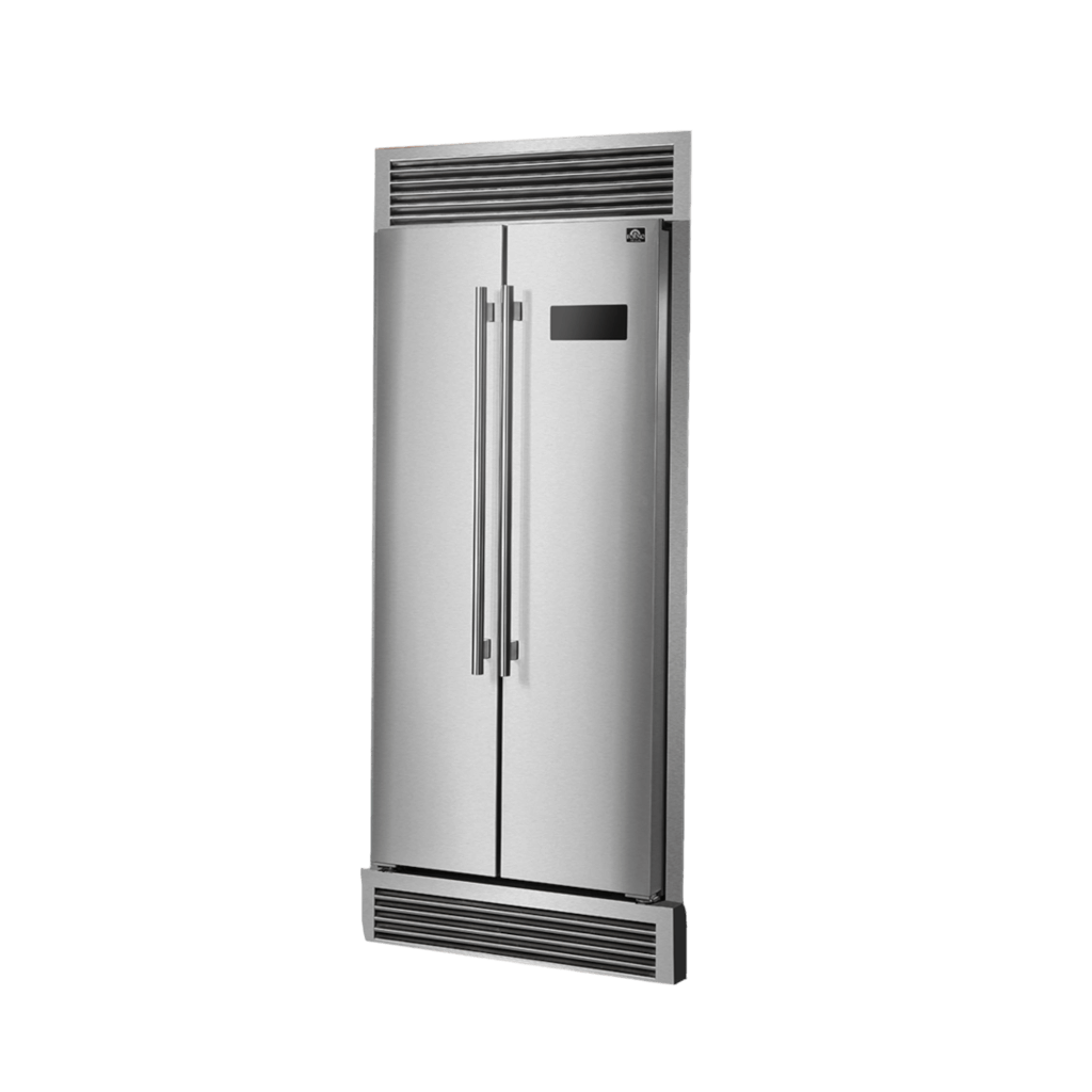 FORNO Salerno 33″ Side-by-Side 15.6 Cu.Ft. Stainless Steel Refrigerator with Grill Trim