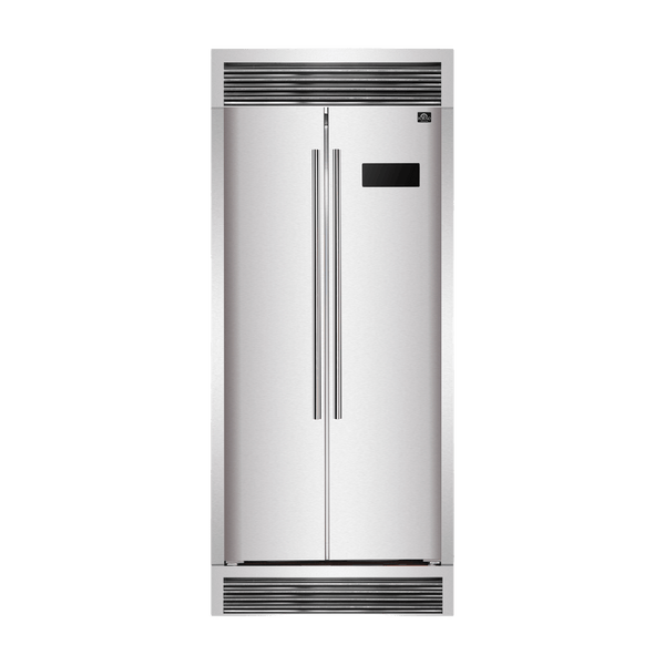 FORNO Salerno 33″ Side-by-Side 15.6 Cu.Ft. Stainless Steel Refrigerator with Grill Trim