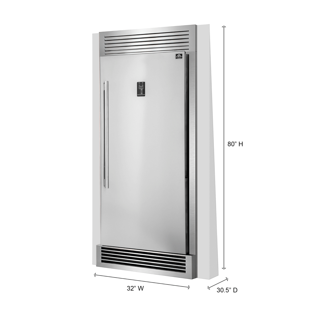 FORNO Rizzuto 32″ Right Hand Swing Open 13.8 Cu.Ft. Stainless Steel Dual Zone Refrigerator/Freezer
