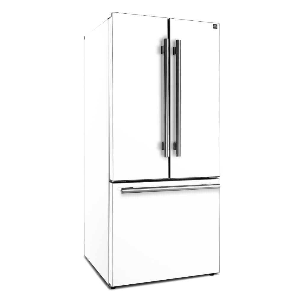 FORNO – Espresso Gallipoli 30-inch French Door White Refrigerator, 17.5 cu. ft. Capacity with Ice Maker