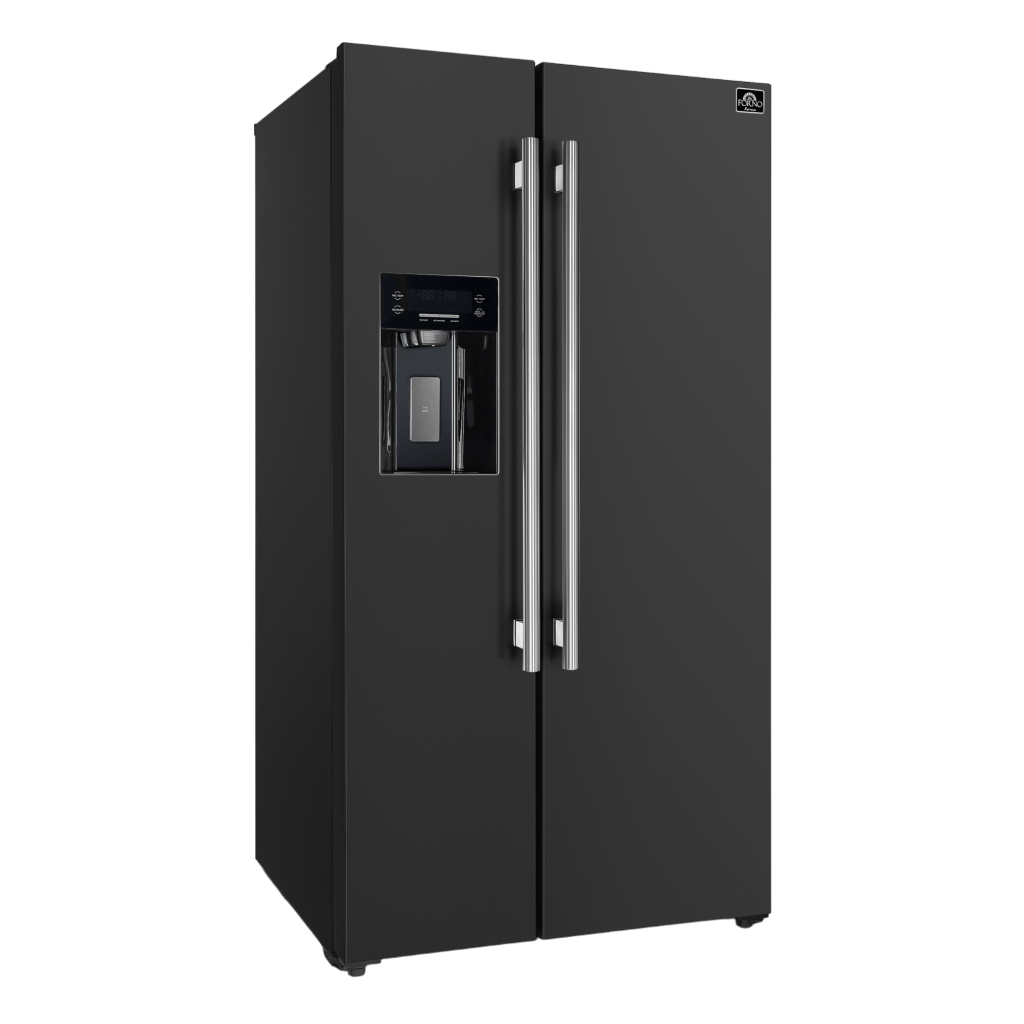 FORNO Espresso Salerno 36-inch Side-by-Side 20 cu.ft Refrigerator in Black with Ice & Water Dispenser