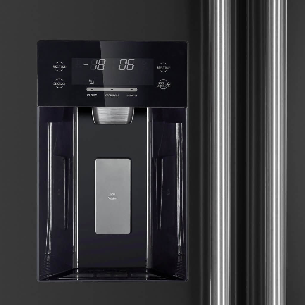 FORNO Espresso Salerno 36-inch Side-by-Side 20 cu.ft Refrigerator in Black with Ice & Water Dispenser