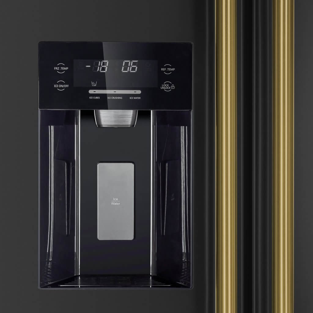 FORNO Espresso Salerno 36-inch Side-by-Side 20 cu.ft Refrigerator in Black with Ice & Water Dispenser