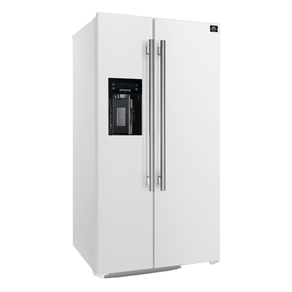 FORNO Espresso Salerno 36-inch Side-by-Side 20 cu.ft Refrigerator in White with Ice & Water Dispenser