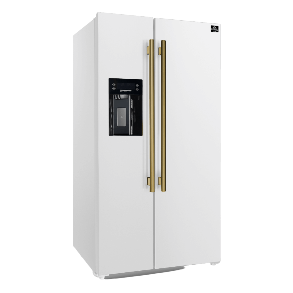 FORNO Espresso Salerno 36-inch Side-by-Side 20 cu.ft Refrigerator in White with Ice & Water Dispenser
