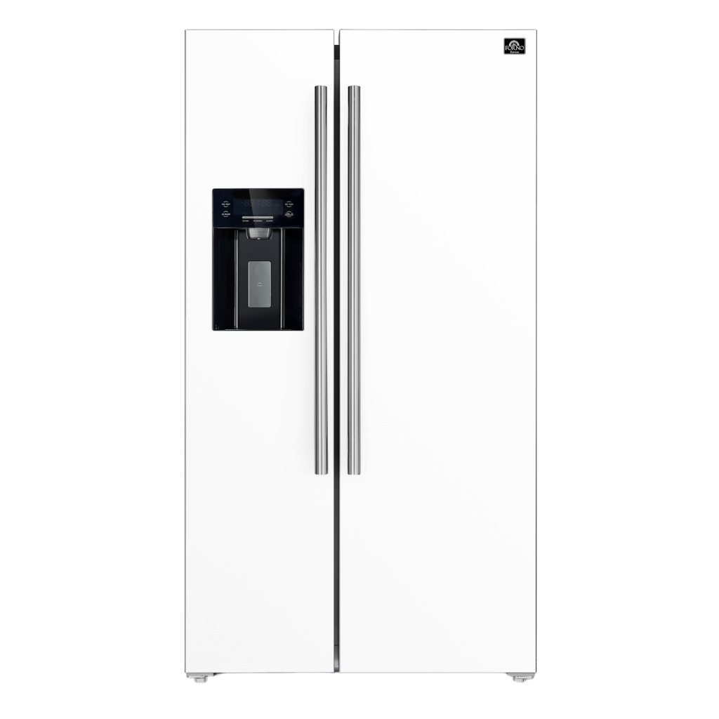 FORNO Espresso Salerno 36-inch Side-by-Side 20 cu.ft Refrigerator in White with Ice & Water Dispenser