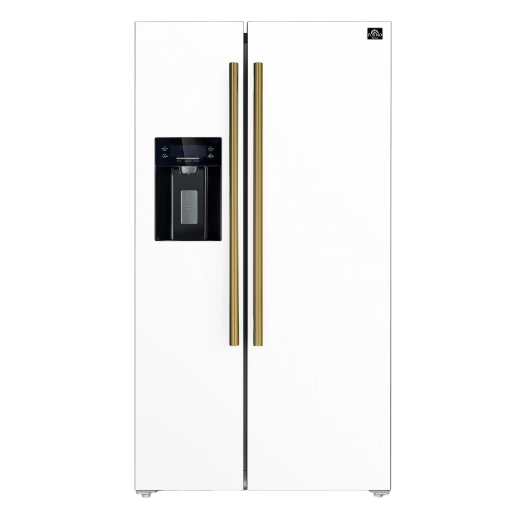 FORNO Espresso Salerno 36-inch Side-by-Side 20 cu.ft Refrigerator in White with Ice & Water Dispenser