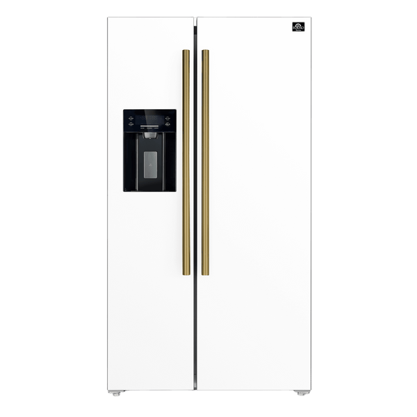 FORNO Espresso Salerno 36-inch Side-by-Side 20 cu.ft Refrigerator in White with Ice & Water Dispenser