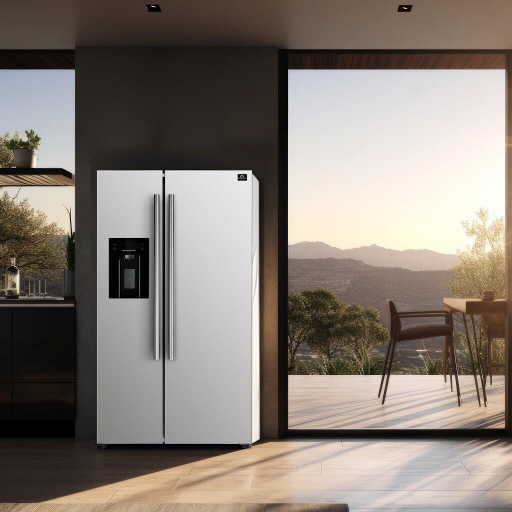 FORNO Espresso Salerno 36-inch Side-by-Side 20 cu.ft Refrigerator in White with Ice & Water Dispenser