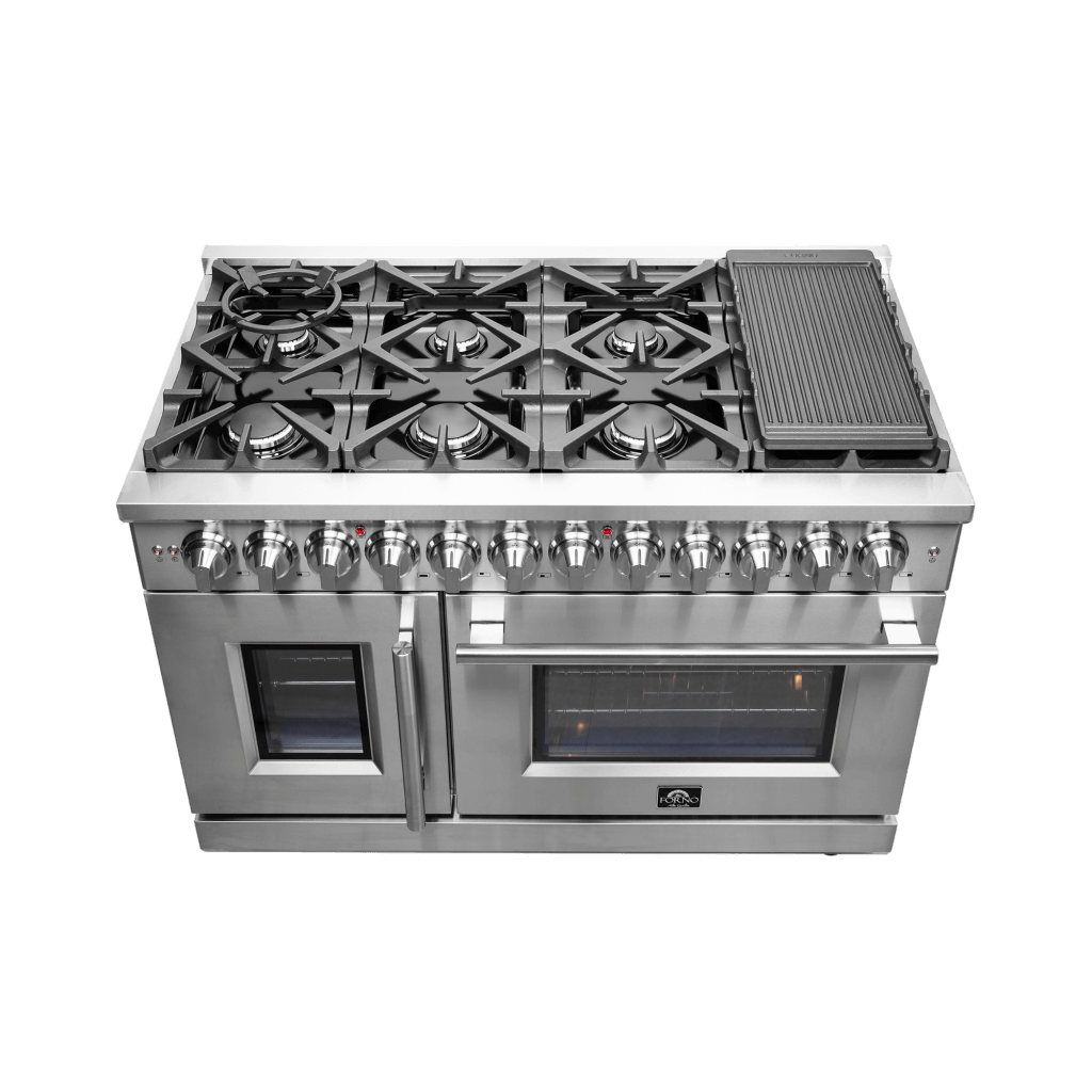 FORNO Massimo 48″ Freestanding French Door Dual Fuel Range