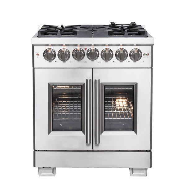 FORNO Capriasca 30″ Freestanding French Door Dual Fuel Range