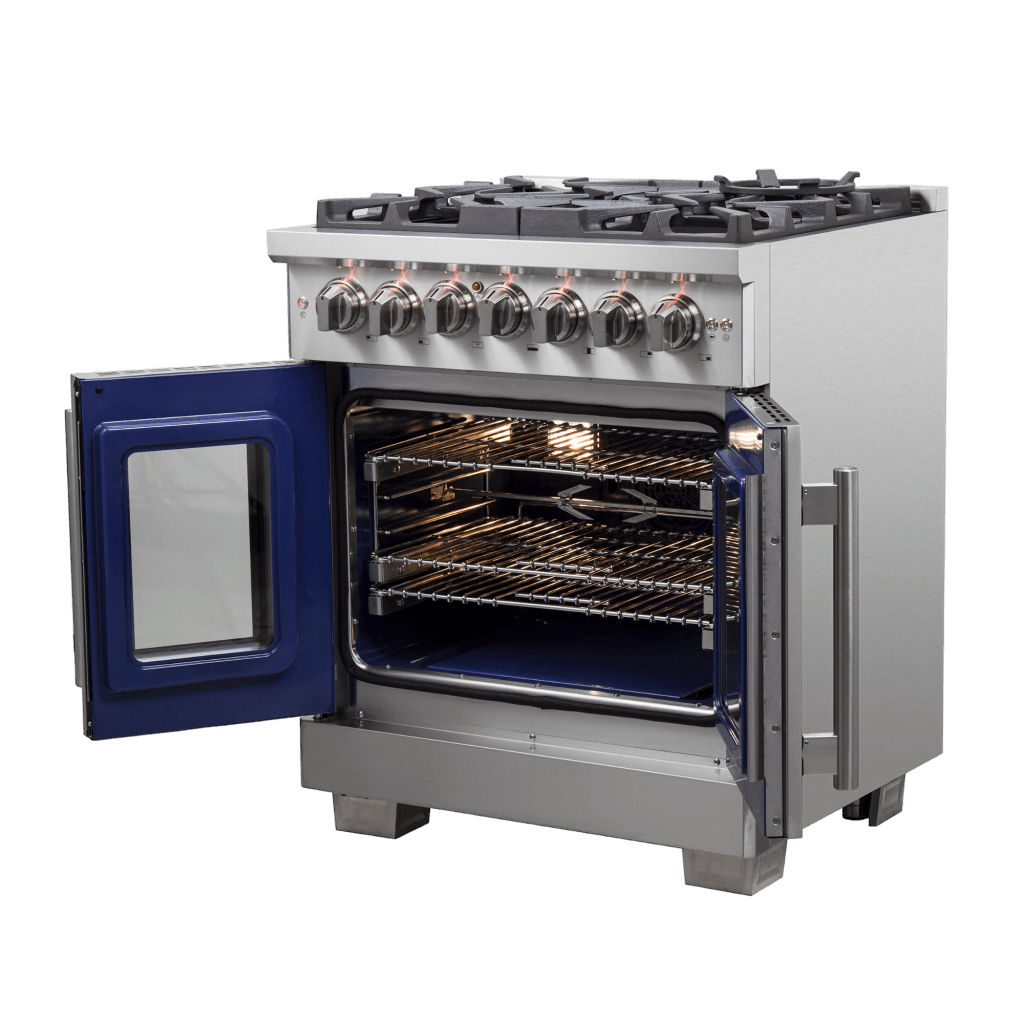 FORNO Capriasca 30″ Freestanding French Door Dual Fuel Range