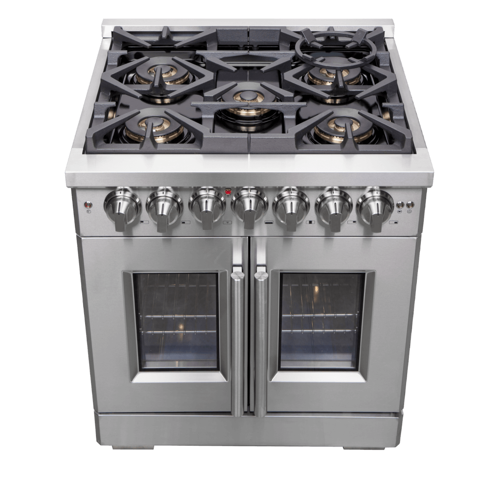 FORNO Capriasca 30″ Freestanding French Door Dual Fuel Range