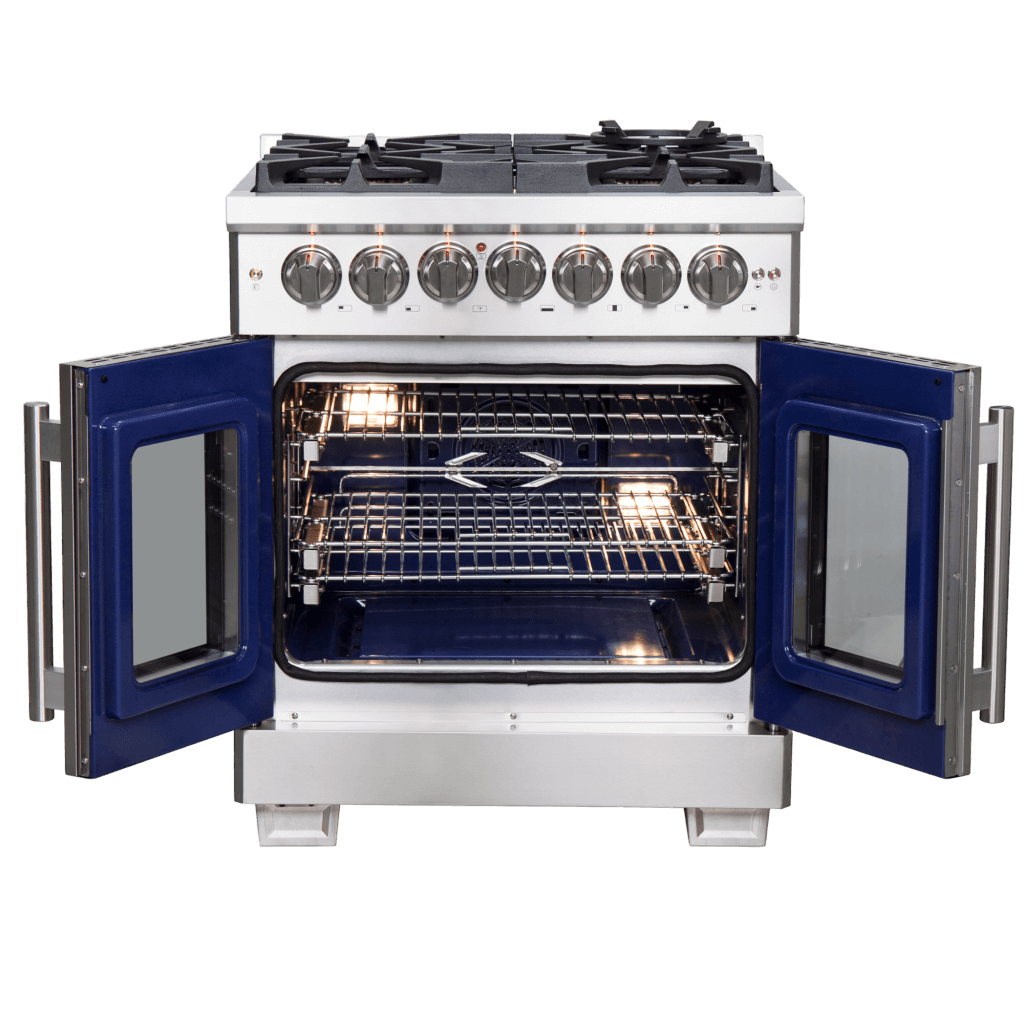 FORNO Capriasca 30″ Freestanding French Door Dual Fuel Range