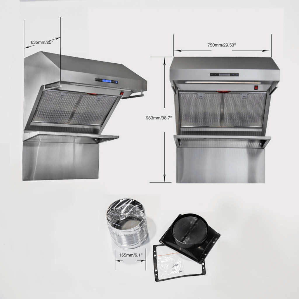 FORNO Savona – 30″ Wall Mount Range Hood with Hybrid Filters & Back Splash