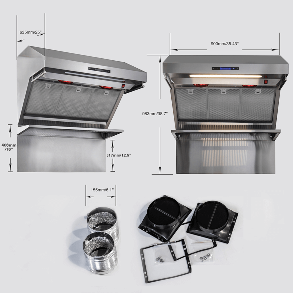 FORNO Savona – 36″ Wall Mount Range Hood with Hybrid Filters & Back Splash