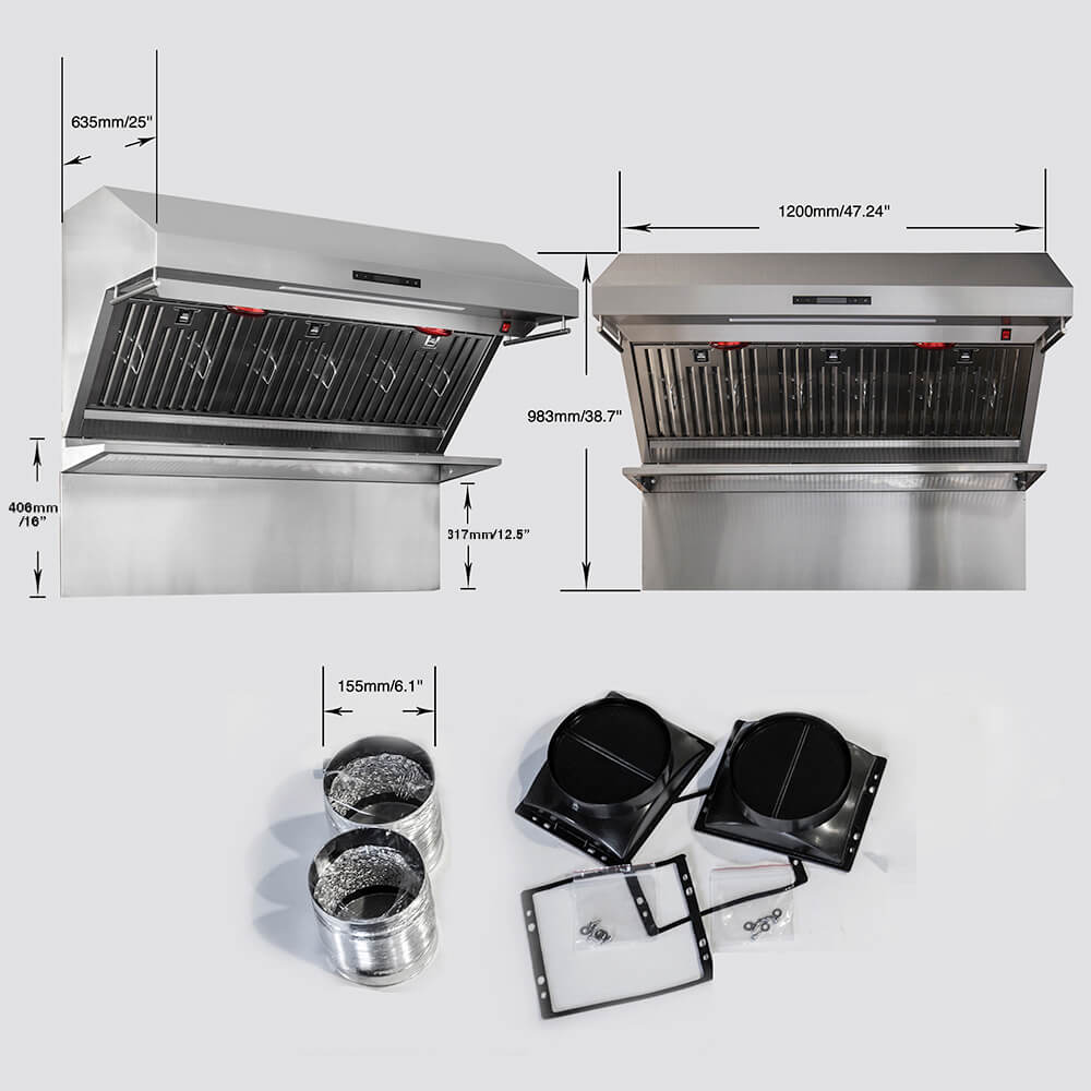 FORNO Savona 48″ Wall Mount Range Hood with Baffle Filter & Back Splash