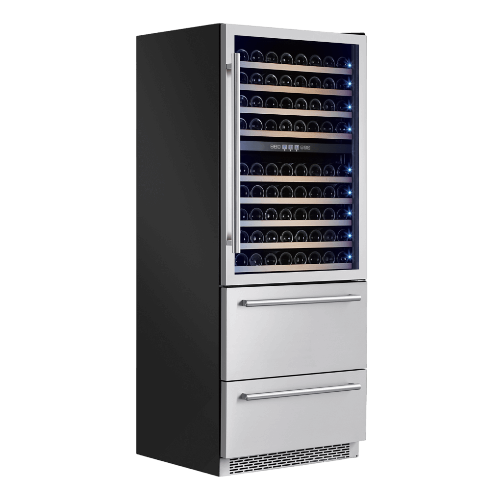 FORNO Capraia – Triple Temp Zones – Dual Zone 30″ Wine Cooler with two refrigerator drawers