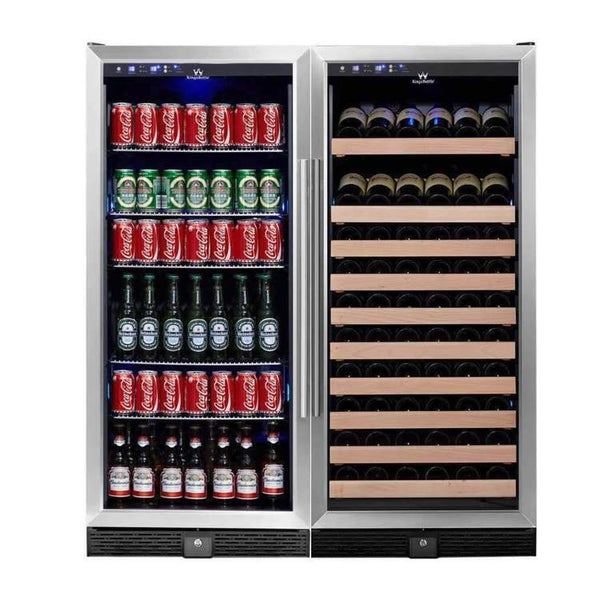 KingsBottle 56" Upright Wine And Beverage Refrigerator Combo With Glass Door WINE AND BEER COMBO KBU100BW2-SS