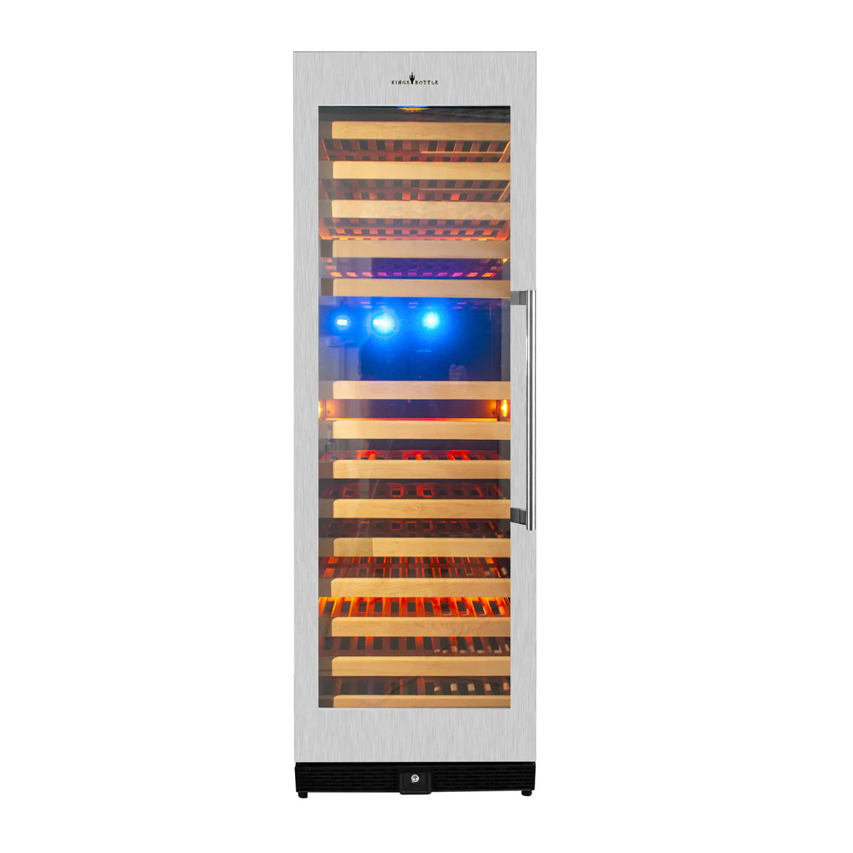 KingsBottle Tall Large Wine Refrigerator With Glass Door With Stainless Steel Trim Beverage Fridge KBU170DX-FG LHH KBU170DX-FG RHH