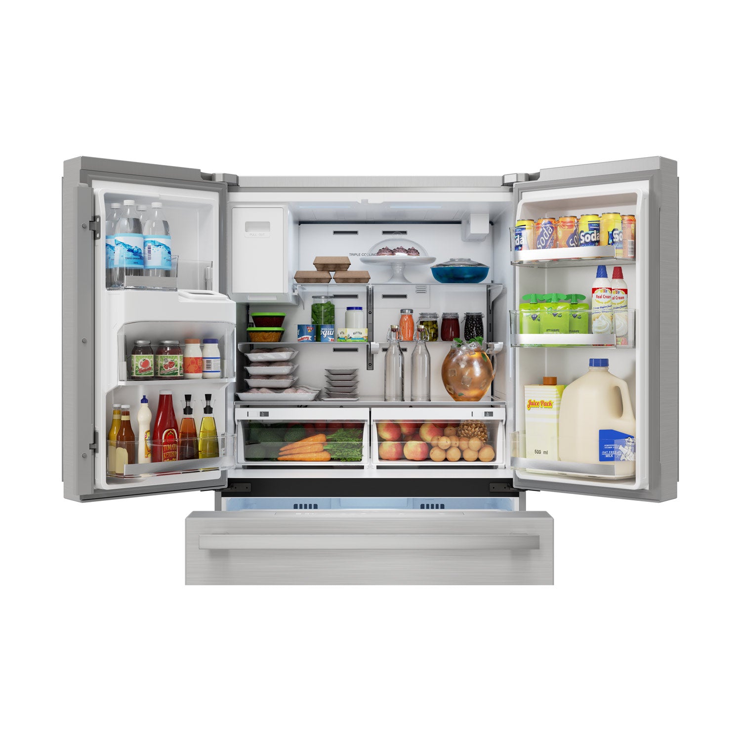 Sharp French 4-Door Counter-Depth Refrigerator with Water Dispenser (SJG2254FS)
