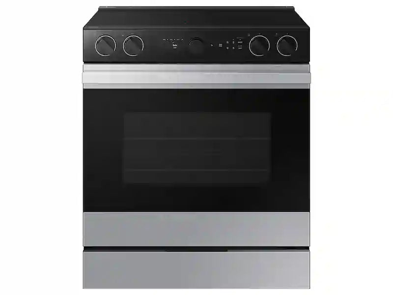 Bespoke 6.3 cu. ft. Smart Slide-In Electric Range with Smart Oven Camera & Illuminated Precision Knobs in White Glass