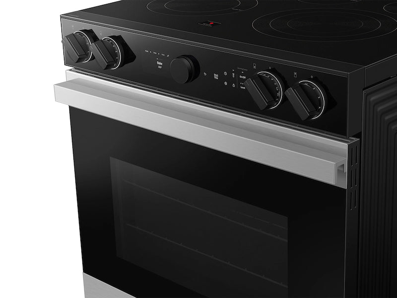 Bespoke 6.3 cu. ft. Smart Slide-In Electric Range with Smart Oven Camera & Illuminated Precision Knobs in White Glass