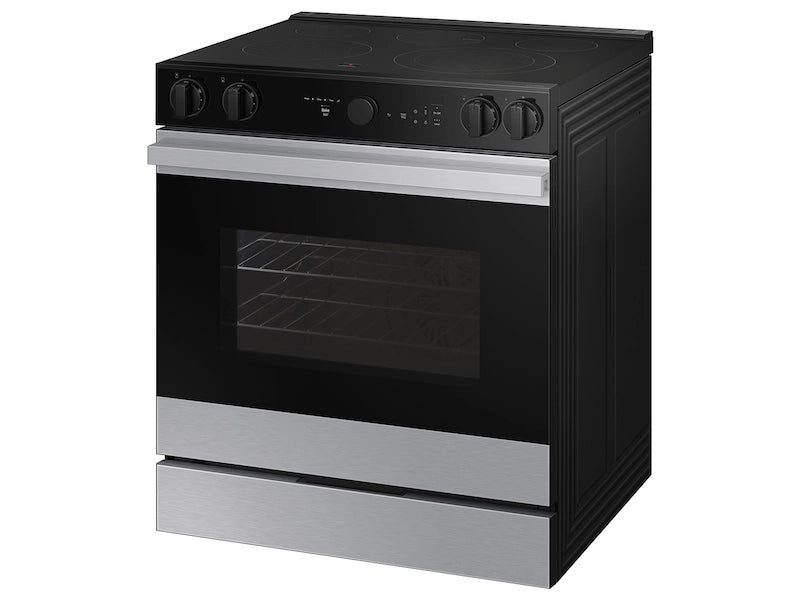 Bespoke 6.3 cu. ft. Smart Slide-In Electric Range with Smart Oven Camera & Illuminated Precision Knobs in White Glass