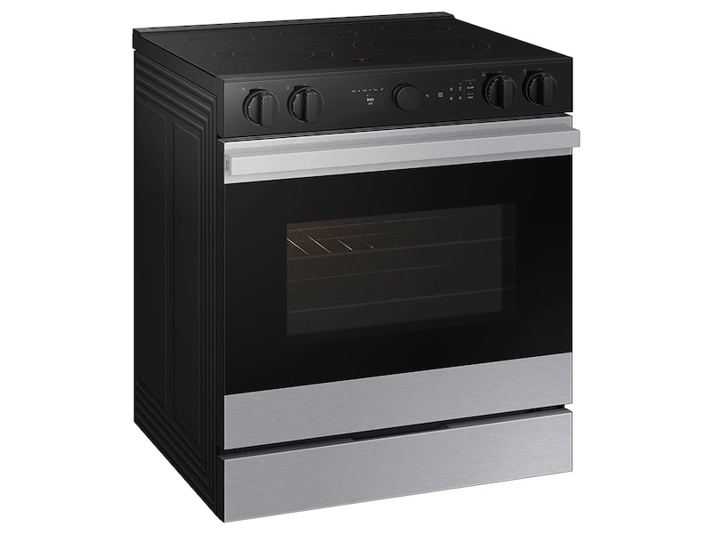 Bespoke 6.3 cu. ft. Smart Slide-In Electric Range with Smart Oven Camera & Illuminated Precision Knobs in White Glass