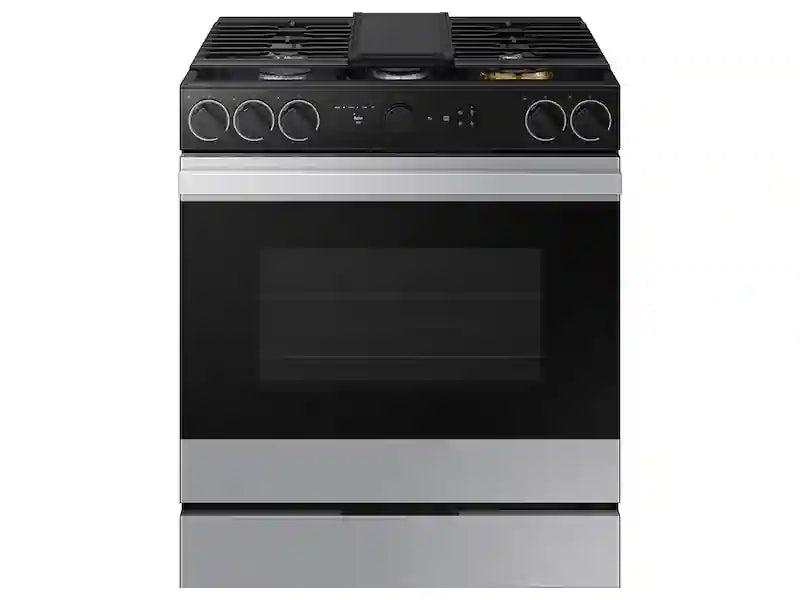 Bespoke 6.0 cu. ft. Smart Slide-In Gas Range with Smart Oven Camera & Illuminated Precision Knobs in White Glass
