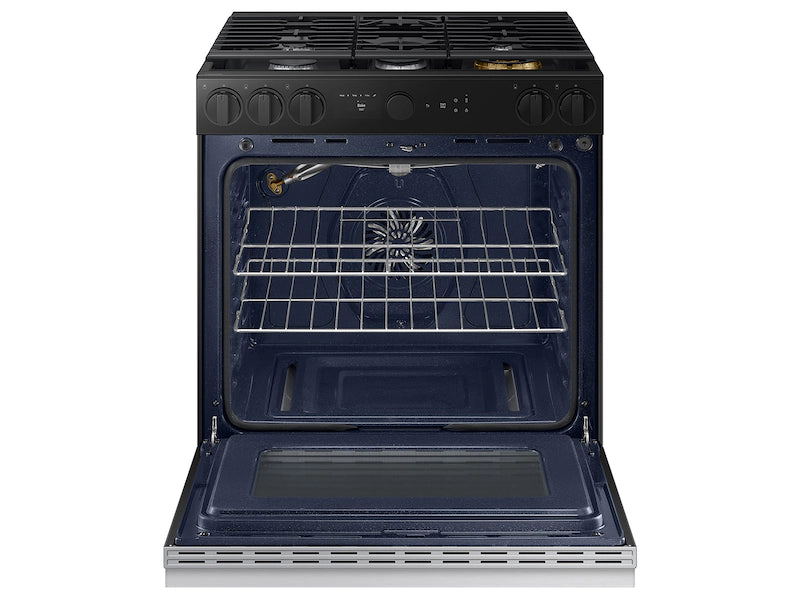 Bespoke 6.0 cu. ft. Smart Slide-In Gas Range with Smart Oven Camera & Illuminated Precision Knobs in White Glass