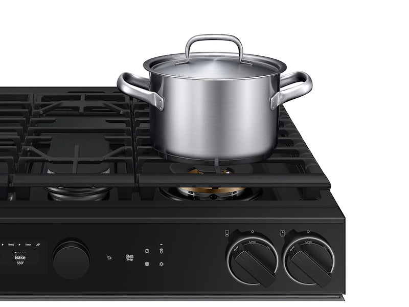 Bespoke 6.0 cu. ft. Smart Slide-In Gas Range with Smart Oven Camera & Illuminated Precision Knobs in White Glass