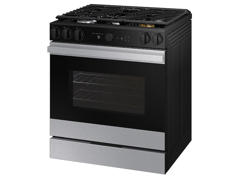 Bespoke 6.0 cu. ft. Smart Slide-In Gas Range with Smart Oven Camera & Illuminated Precision Knobs in White Glass