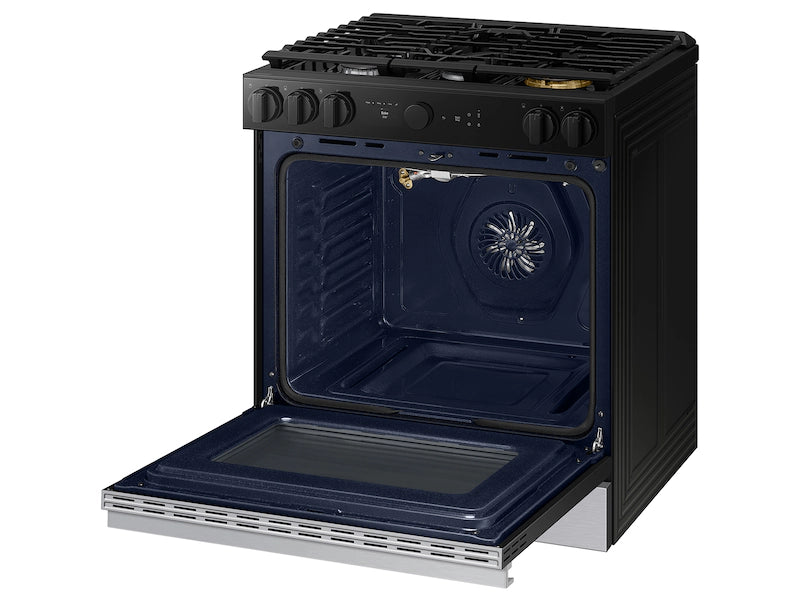Bespoke 6.0 cu. ft. Smart Slide-In Gas Range with Smart Oven Camera & Illuminated Precision Knobs in White Glass