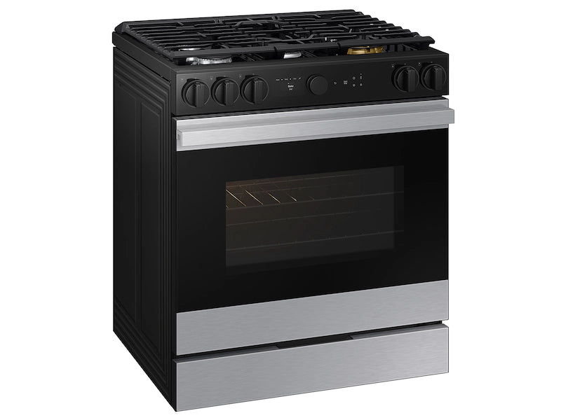 Bespoke 6.0 cu. ft. Smart Slide-In Gas Range with Smart Oven Camera & Illuminated Precision Knobs in White Glass