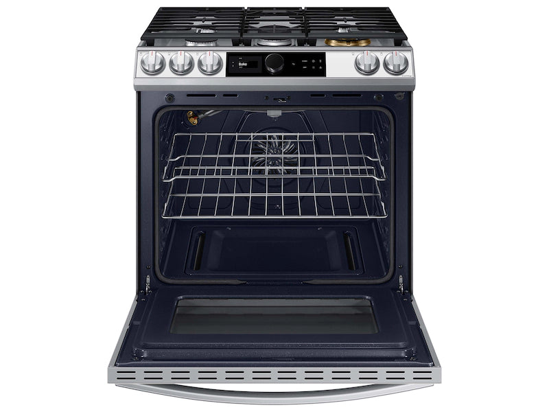 Bespoke Smart Slide-in Gas Range 6.0 cu. ft. with Smart Dial, Air Fry & Wi-Fi in White Glass
