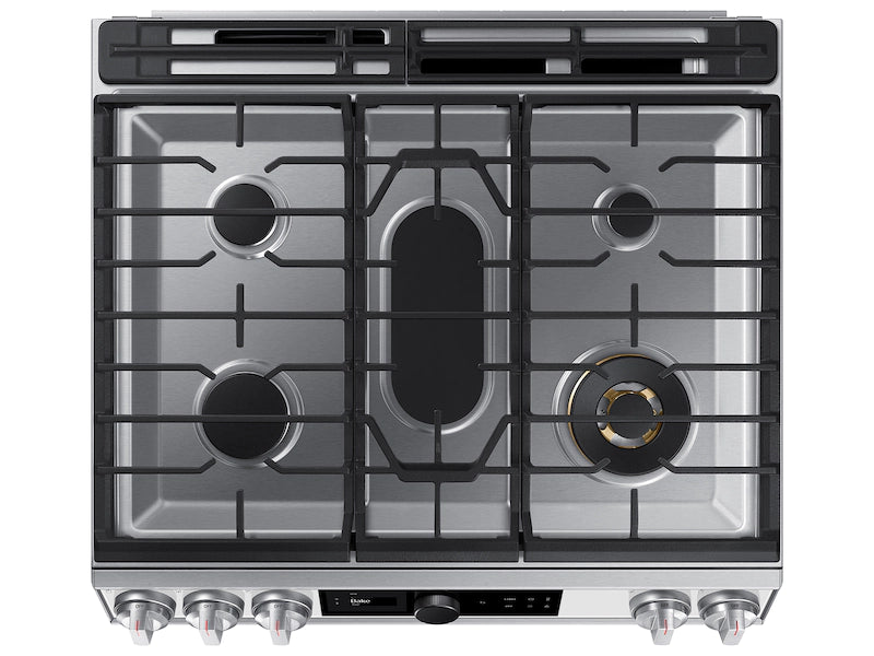 Bespoke Smart Slide-in Gas Range 6.0 cu. ft. with Smart Dial, Air Fry & Wi-Fi in White Glass