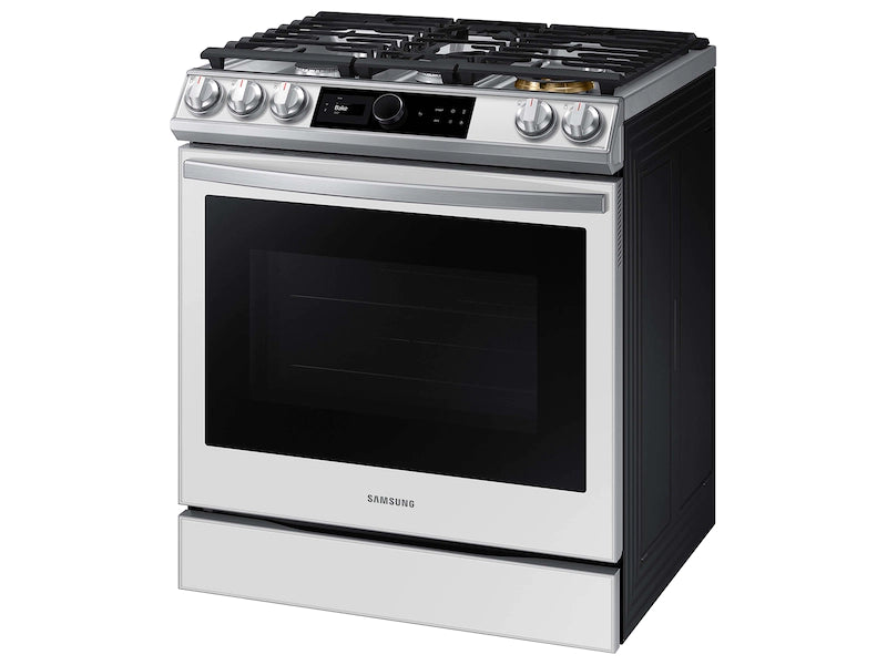 Bespoke Smart Slide-in Gas Range 6.0 cu. ft. with Smart Dial, Air Fry & Wi-Fi in White Glass