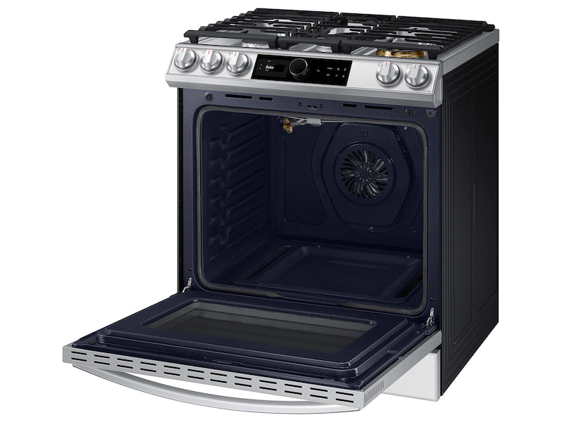 Bespoke Smart Slide-in Gas Range 6.0 cu. ft. with Smart Dial, Air Fry & Wi-Fi in White Glass