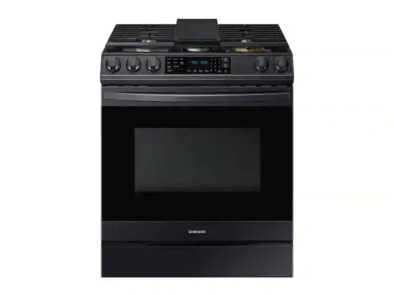 Bespoke 6.0 cu. ft. Smart Front Control Slide-In Gas Range with Air Fry & Wi-Fi in White Glass