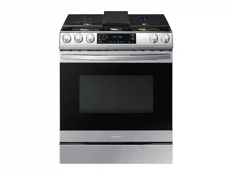 Bespoke 6.0 cu. ft. Smart Front Control Slide-In Gas Range with Air Fry & Wi-Fi in White Glass