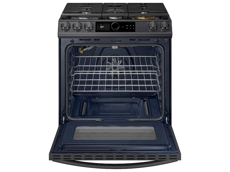 Bespoke Smart Slide-in Gas Range 6.0 cu. ft. with Smart Dial, Air Fry & Wi-Fi in White Glass