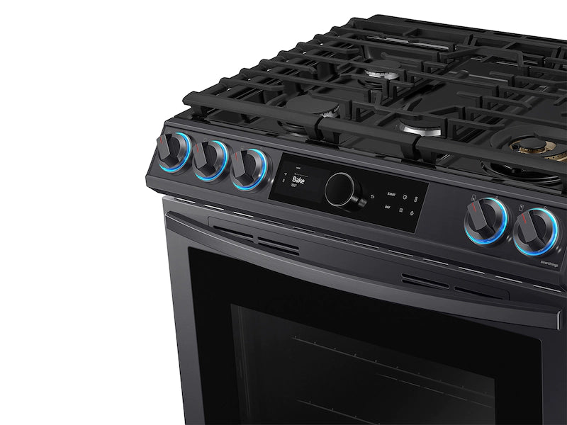 Bespoke Smart Slide-in Gas Range 6.0 cu. ft. with Smart Dial, Air Fry & Wi-Fi in White Glass