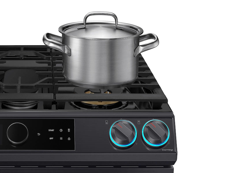 Bespoke Smart Slide-in Gas Range 6.0 cu. ft. with Smart Dial, Air Fry & Wi-Fi in White Glass