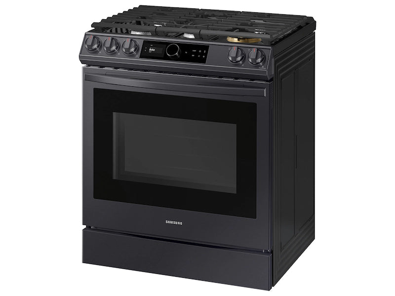 Bespoke Smart Slide-in Gas Range 6.0 cu. ft. with Smart Dial, Air Fry & Wi-Fi in White Glass