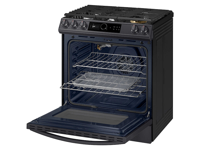 Bespoke Smart Slide-in Gas Range 6.0 cu. ft. with Smart Dial, Air Fry & Wi-Fi in White Glass