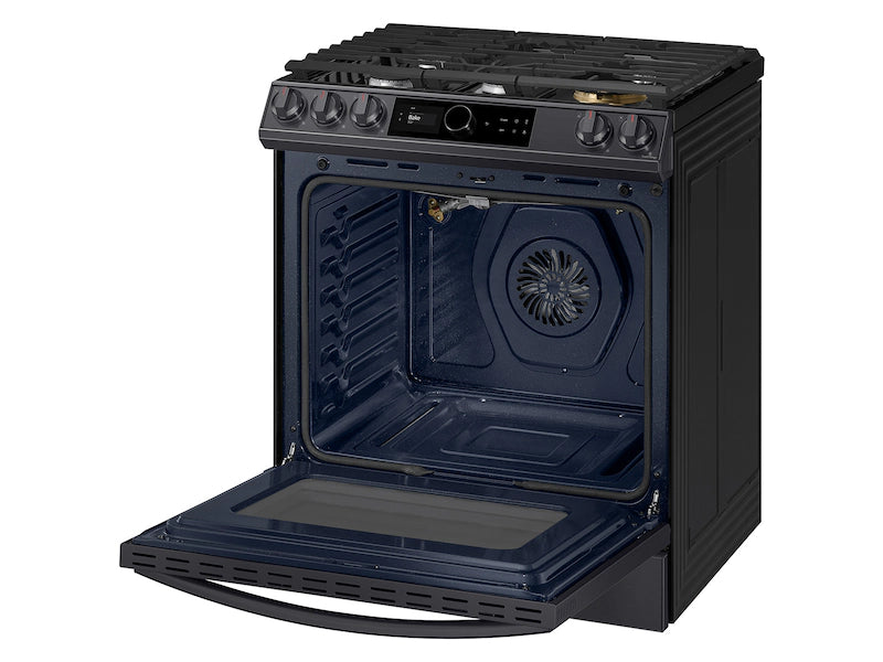 Bespoke Smart Slide-in Gas Range 6.0 cu. ft. with Smart Dial, Air Fry & Wi-Fi in White Glass
